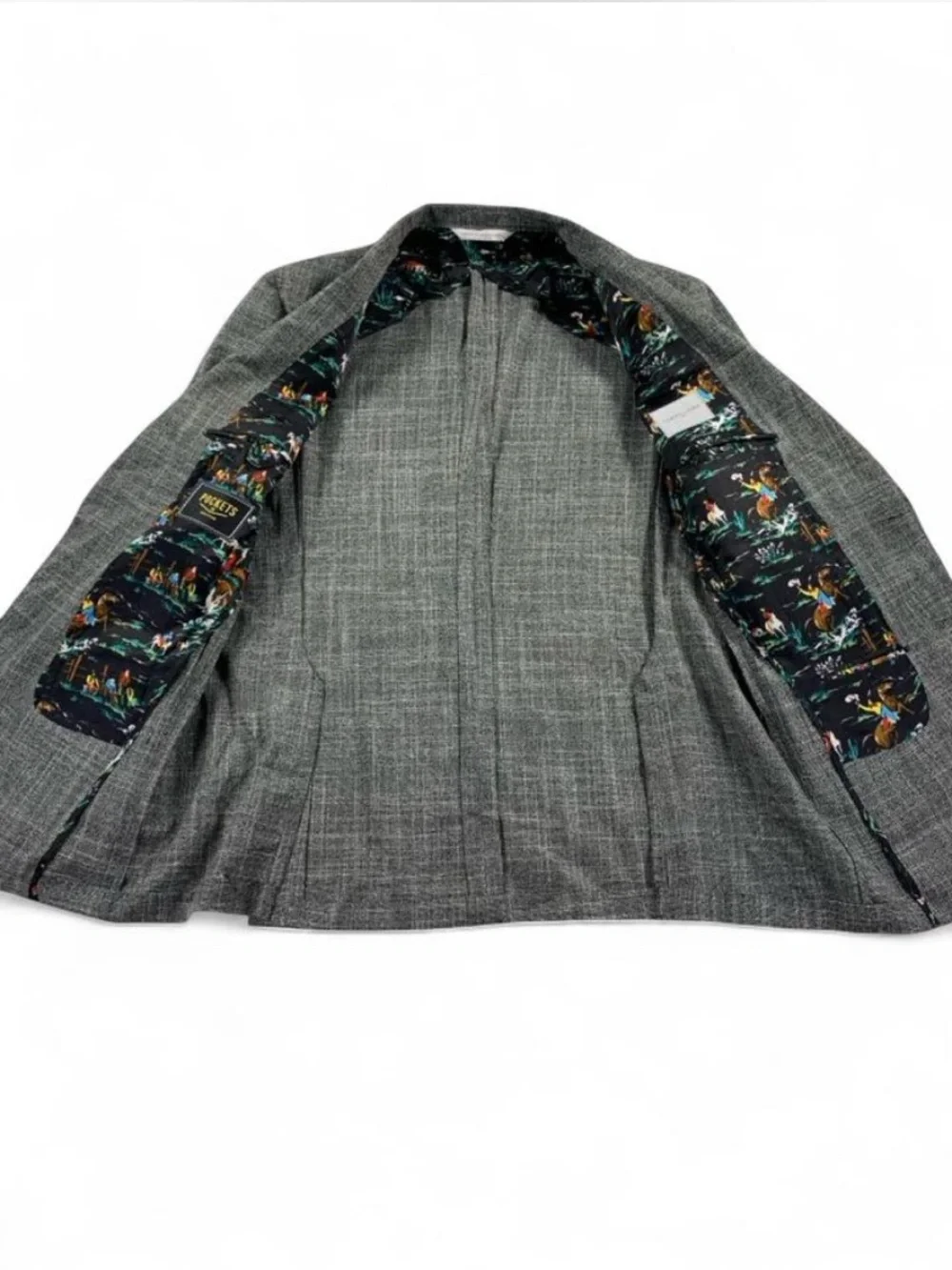 Samuelsohn Unstructured Textured Wool Silk Blend Sport Coat 43R